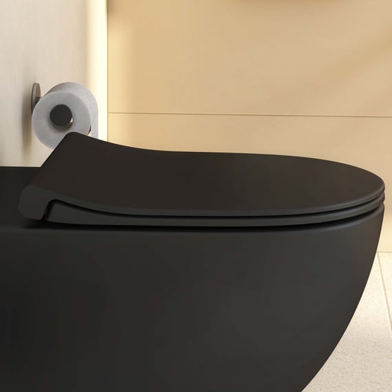 VitrA Sento WC-Sitz Slim, Sandwichform, mit Absenkautomatik & abnehmbar  schwarz matt - 120-483R009
