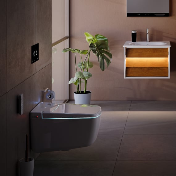 VitrA V Care Prime Lite wall mounted shower toilet with toilet