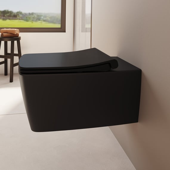 VitrA Metropole wall-mounted toilet with VitrAhygiene, matt black 