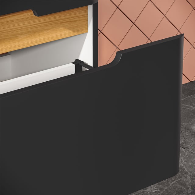 VitrA Sento Schrank mit Waschtisch, 2 Auszüge anthrazit matt, WT weiß ...