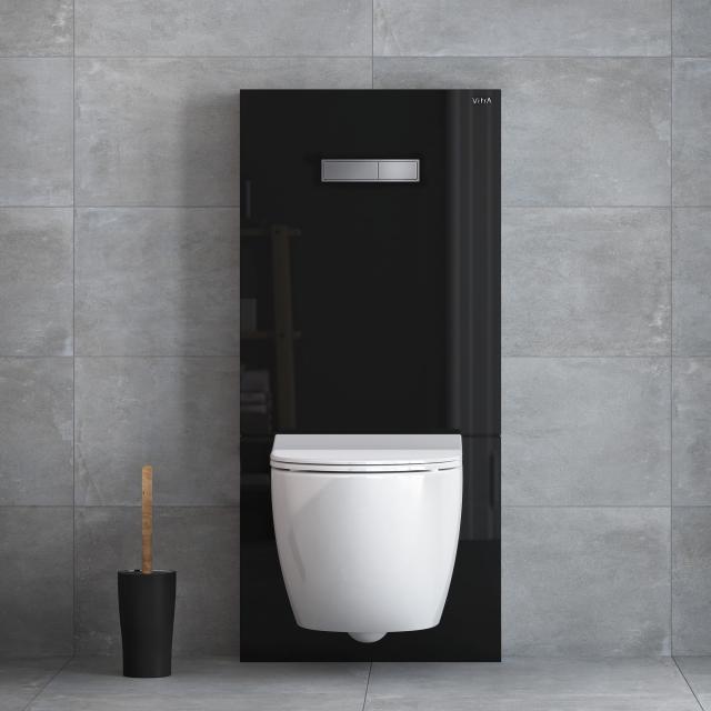 VitrA Sento Wand-Tiefspül-WC ohne Spülrand, mit Stand-Spülkasten, mit WC-Sitz weiß/schwarz, mit VitrAclean