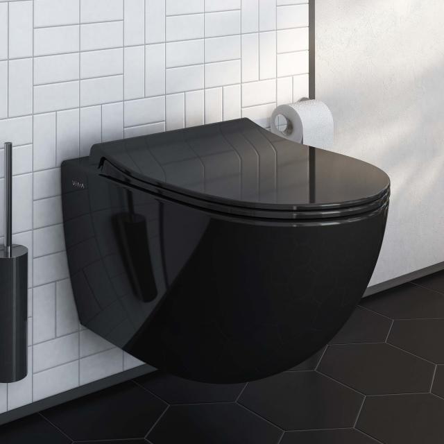 VitrA Sento Wand-Tiefspül-WC VitrAFlush 2.0, mit WC-Sitz schwarz