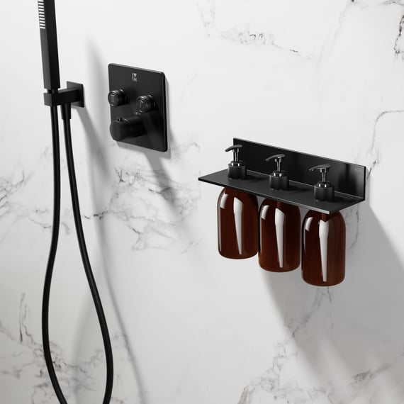 32-teiliges Schwarzes Badezimmer-Set – Duschvorhang, Handtücher, Mülleimer, Seifenspender Etc.