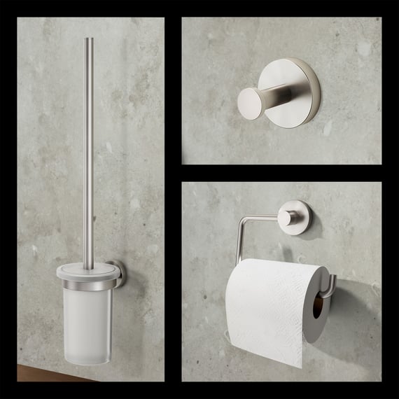 Ensemble D'Accessoires De Salle De Bain Ronds En Laiton Brossé Housler - SUS304