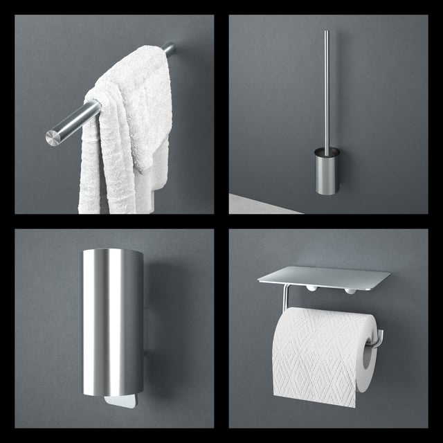 Viverso x steel Badaccessoire-Set 4 in 1 edelstahl gebürstet - VX3012BS+VX2202BS+VX1101BS+VX4300BS