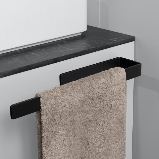 Viverso Universal Handtuchhalter, selbstklebend schwarz matt