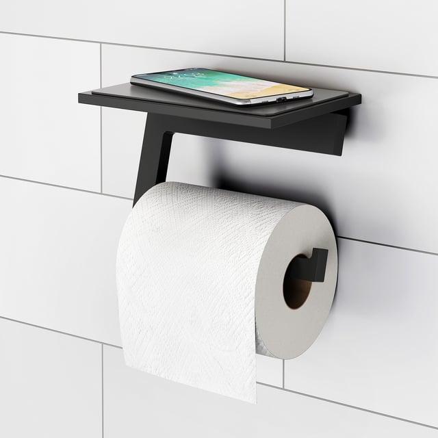 Hansgrohe Toilettenpapierhalter AddStoris Mit Ablage - Matt-Schwarz & Stylisch | Einfache Montage