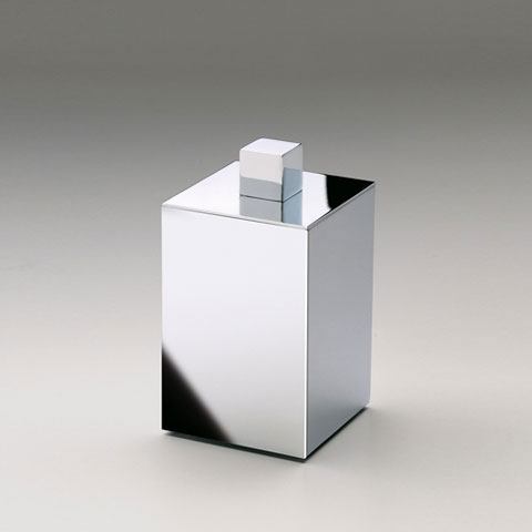 WINDISCH Box Metal Lineal Wattestäbchenbehälter mit Deckel chrom