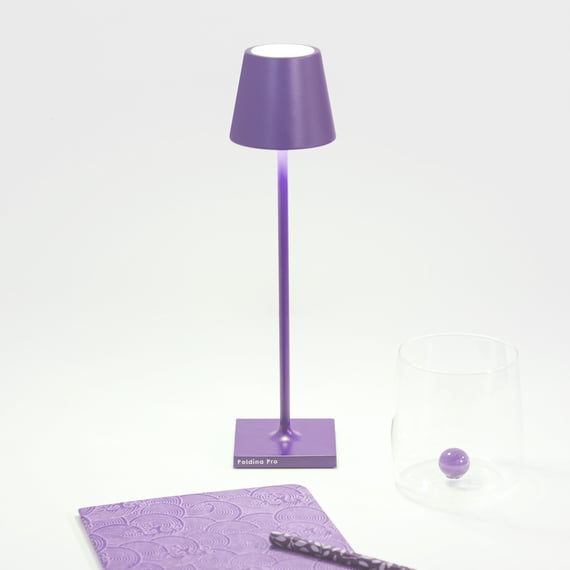 Zafferano Poldina Pro Micro Rechargeable Led Table Lamp With Dimmer Purple Ld0490l3 Reuter 