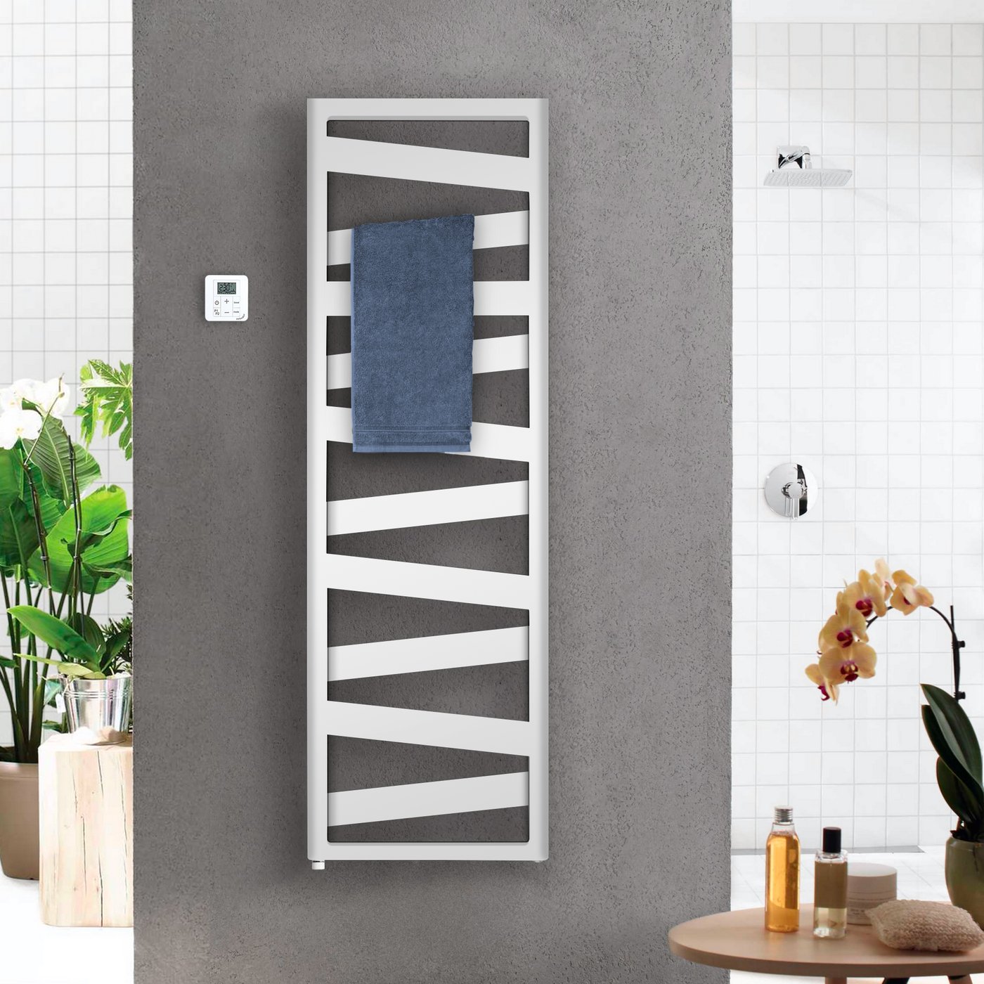 Zehnder Ribbon towel radiator, purely electrical operation 600 W white ...