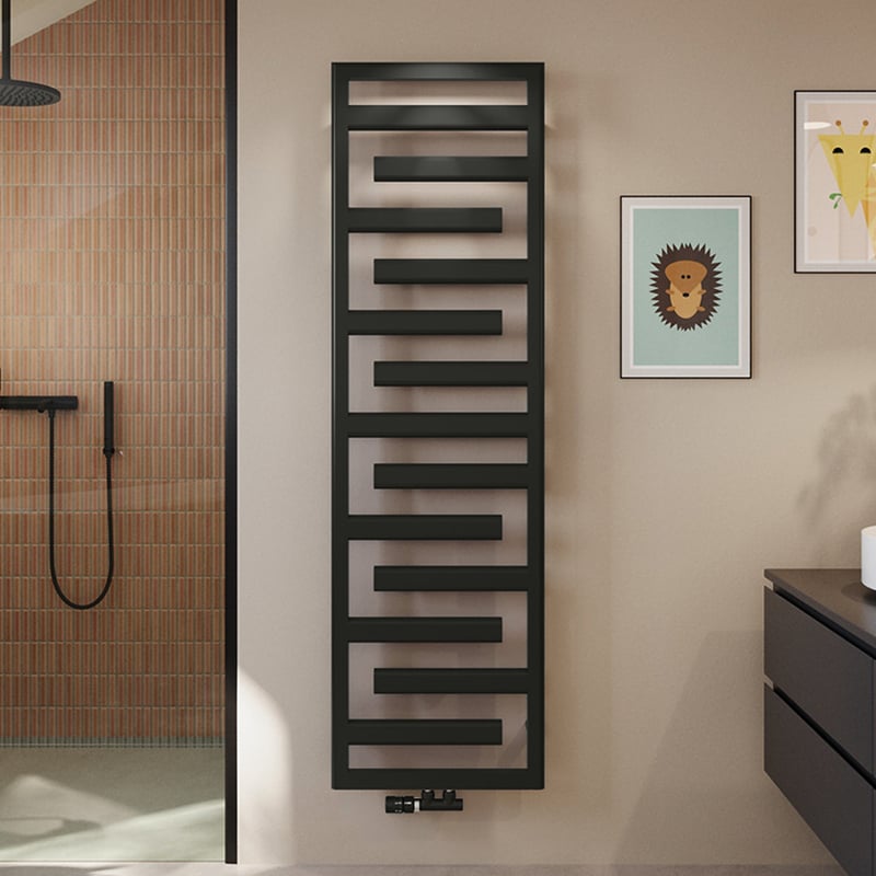 Zehnder Tetris towel radiator, all hot water operation 898 W, matt ...
