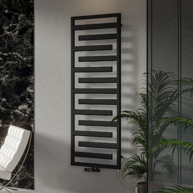 Zehnder Tetris towel radiator, mixed operation 418 W, matt black ...