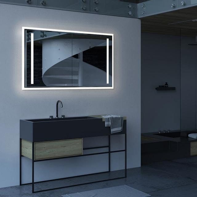 Zierath Ori 100 Palma Unterputz-Spiegelschrank mit Beleuchtung mit 2 Türen für Raumschaltung, Lichtfarbe neutralweiß, Rückwand verspiegelt